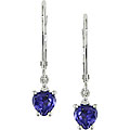 10k White Gold Created Sapphire Diamond Accent Earrings