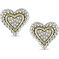 10k Gold/ Silver 1/10ct TDW Diamond Heart Earrings (H-I, I3)