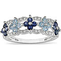 10k Gold Sapphire/ Blue Topaz and Diamond Ring