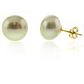 DaVonna 14k Gold Freshwater Pearl Stud Earrings (10-11 mm)