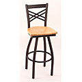 Cambridge Black 25-inch Counter Swivel Stool with Natural Oak Seat
