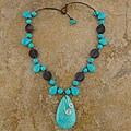 Turquoise and Onyx Bead 18-inch Necklace (Thailand)