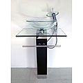 Pedestal Bathroom Round Glass Sink and Vanity