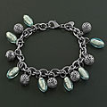 Stainless Steel Glass Beads Charm Bracelet (Italy)