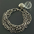 Stainless Steel Crystal Ball Heart Bracelet (Italy)