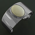 Stainless Steel Mother of Pearl Resin Cuff Bracelet (Italy)