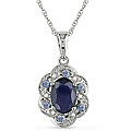 10k White Gold Multicolor Sapphire Flower Necklace