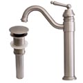 Geyser Brushed Nickel Bathroom Vessel Faucet with Pop-up Drain