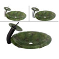 Geyser Emerald Reef Glass Vessel Sink and Waterfall Faucet Combo