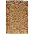 Heirloom Treasures Hand-knotted Green/ Rose Wool Rug (9' x 12')