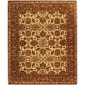 Heirloom Hand-knotted Hand-spun Wool Ivory/ Rust Rug (9' x 12')