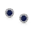 14k White Gold Blue Sapphire and 1/5ct TDW Diamond Earrings