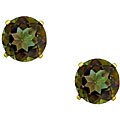 10k Yellow Gold Mystic Green Topaz Round Stud Earrings