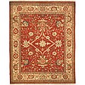 Hand-knotted Oushak Red/ Beige Wool Rug (9' x 12')