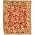 Sarouk Hand-knotted Red/ Green Wool Rug (8' x 10')