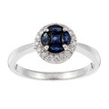 14k White Gold Sapphire and 1/10ct TDW Diamond Ring