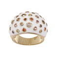 Nexte Brass White Enamel Multi-color Cubic Zirconia Ring