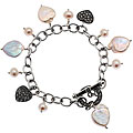 Ken Craft Sterling Silver Pearl and Marcasite Bracelet (6-13 mm)