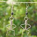Silver Electroplated People Sitting Earrings (Kenya)