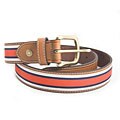 Tommy Hilfiger Men's Red/ White/ Blue Fabric Stripe Belt