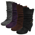 Adi Designs Women's Faux Suede Slouchy High-heel Boots