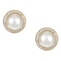 14k Yellow Gold Mabe Pearl and 3/8ct TDW Diamond Earrings (14 mm)