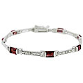 Glitzy Rocks Sterling Silver Garnet and Diamond Accent Bracelet