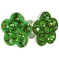 Sterling Silver Light Green Crystal Flower Earrings