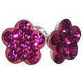 Sterling Silver Fuchsia Crystal Flower Earrings