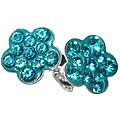 Sterling Silver Blue-green Crystal Flower Earrings