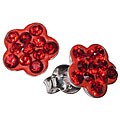 Sterling Silver Red Crystal Flower Earrings