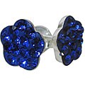 Sterling Silver Royal Blue Crystal Flower Earrings
