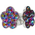 Sterling Silver Pink AB Crystal Flower Earrings