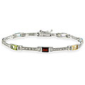 Glitzy Rocks Sterling Silver Multi-gemstone and Diamond Accent Bracelet