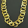 18k Gold over Silver Hammered Circle Link Necklace (Italy)