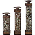 Wood and Metal Candle Holders (Set of 3)