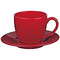 Waechtersbach Cherry Jumbo Cups with Saucers (Set of 2)