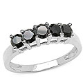 Sterling Silver 1ct TDW Black Diamond 5-stone Ring (Size 7)