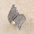Review on abstract Modern Fine here Sterling Silver Marcasite Wide Bypass Ring (Thailand)