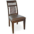 Slat-back Vinyl Upholstered Chairs (Set of 2)