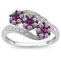 10k White Gold Ruby, Pink Sapphire and Diamond Accent Ring