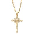 Caribe Gold 14k over Sterling Silver 'Light of the World' CZ Crucifix Necklace