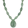 14k Yellow Gold Dyed Green Jade Teardrop Necklace