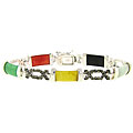 Sterling Silver Jade and Marcasite Bracelet