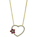 18k Gold over Sterling Silver Ruby and Diamond Accent Necklace