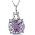 10k White Gold Amethyst/ Tanzanite/ Diamond Necklace