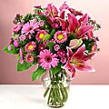 Pink Ribbon Enchantment Fresh Floral Bouquet