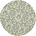 Hand-hooked Damask Beige-Yellow/ Grey Wool Rug (3' Round)