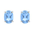 Sterling Silver Created Blue Topaz 8x6-mm Oval Stud Earrings