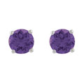 Sterling Silver Amethyst Round Stud Earrings